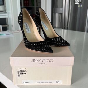 Jimmy Choo Black Heels with Silver Accents